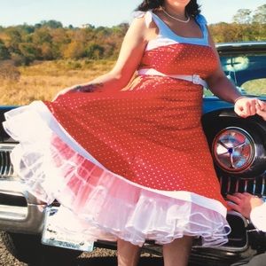 Elvgren by Tatyana polka dot dress with petticoat